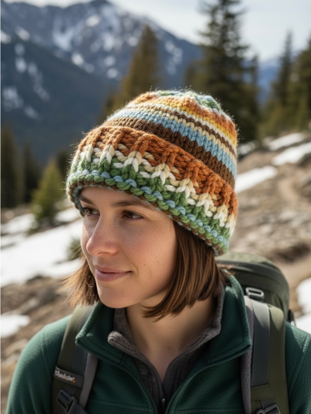 Handmade Boho Granola Cottagecore Knit Beanie Wool Blend Hat